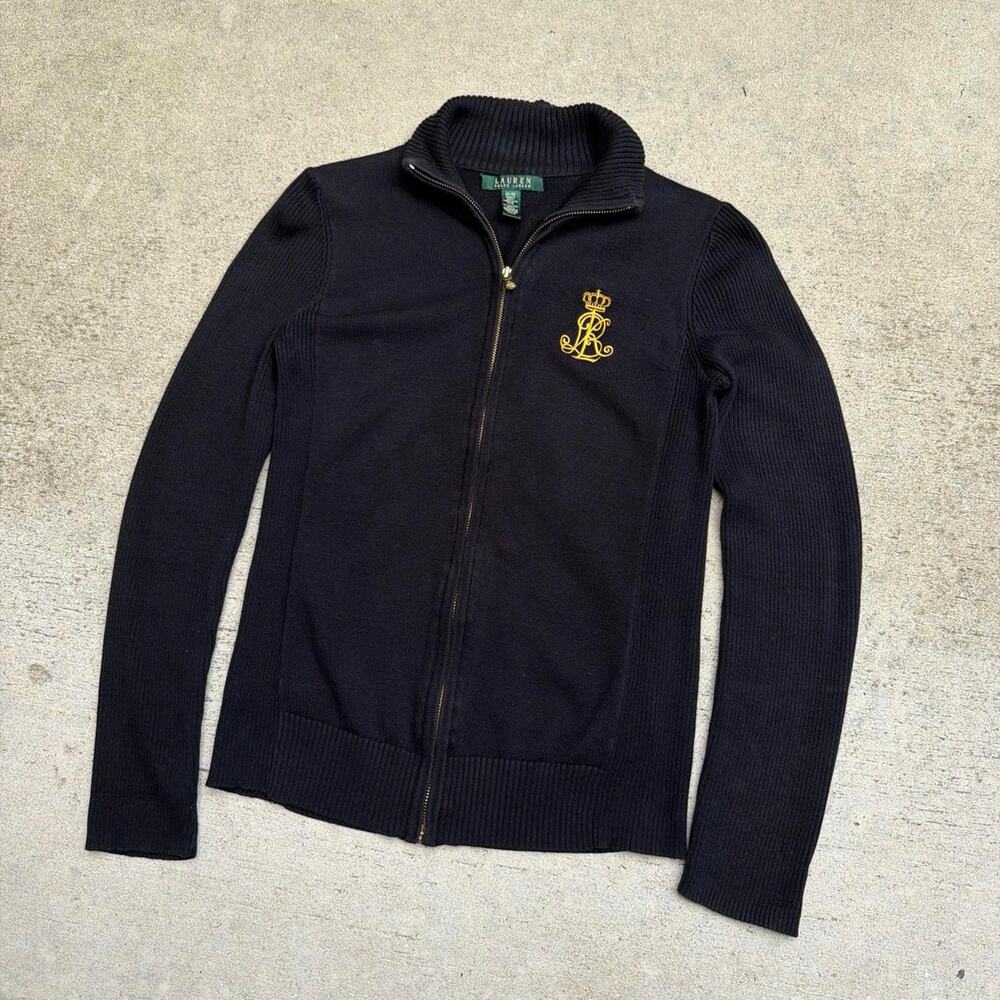 Womens lauren, ralph lauren black zip sweater